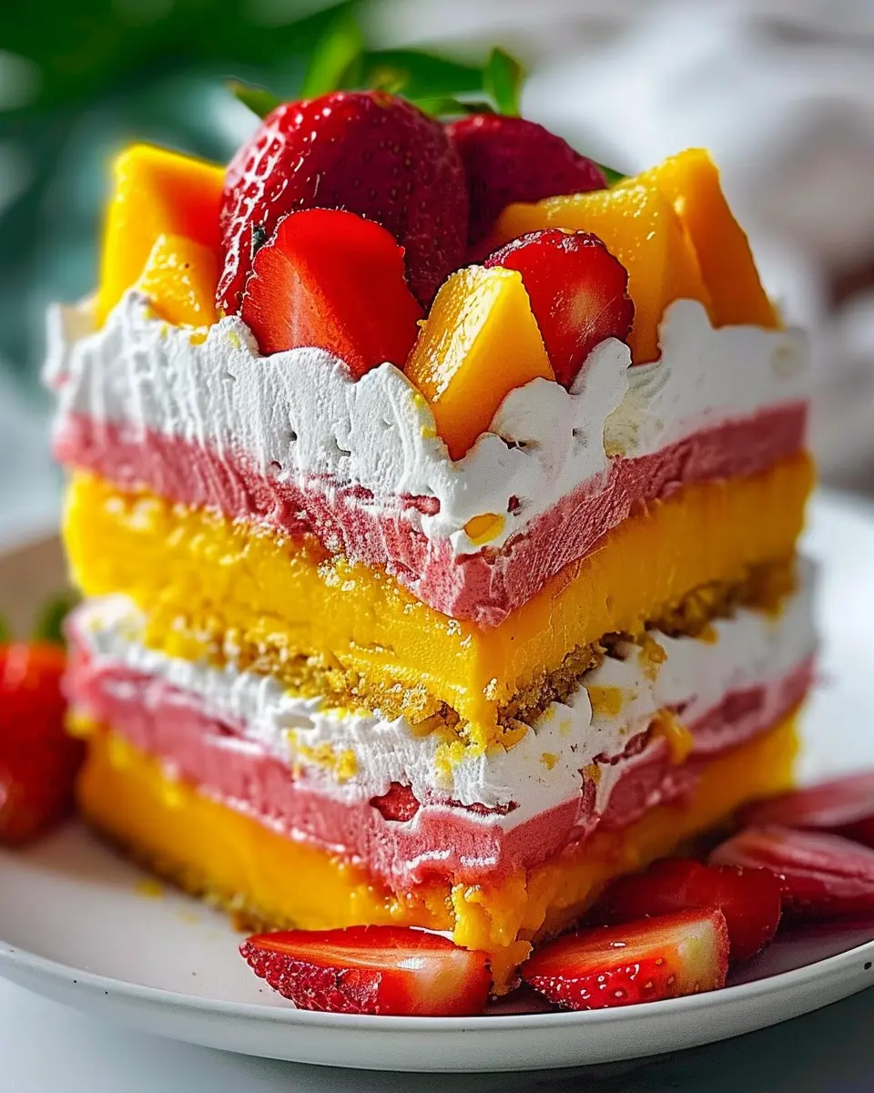 Strawberry Mango Split Cake – A Juicy and Refreshing Dessert