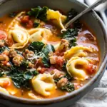 Tortellini Soup with Italian Sausage and Kale