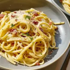 Pasta Carbonara: Indulgent Recipe with Turkey Bacon and Chicken Ham