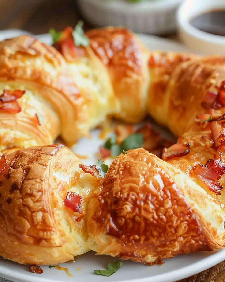 Breakfast Crescent Ring: Easy Turkey Bacon &amp; Chicken Ham Delight