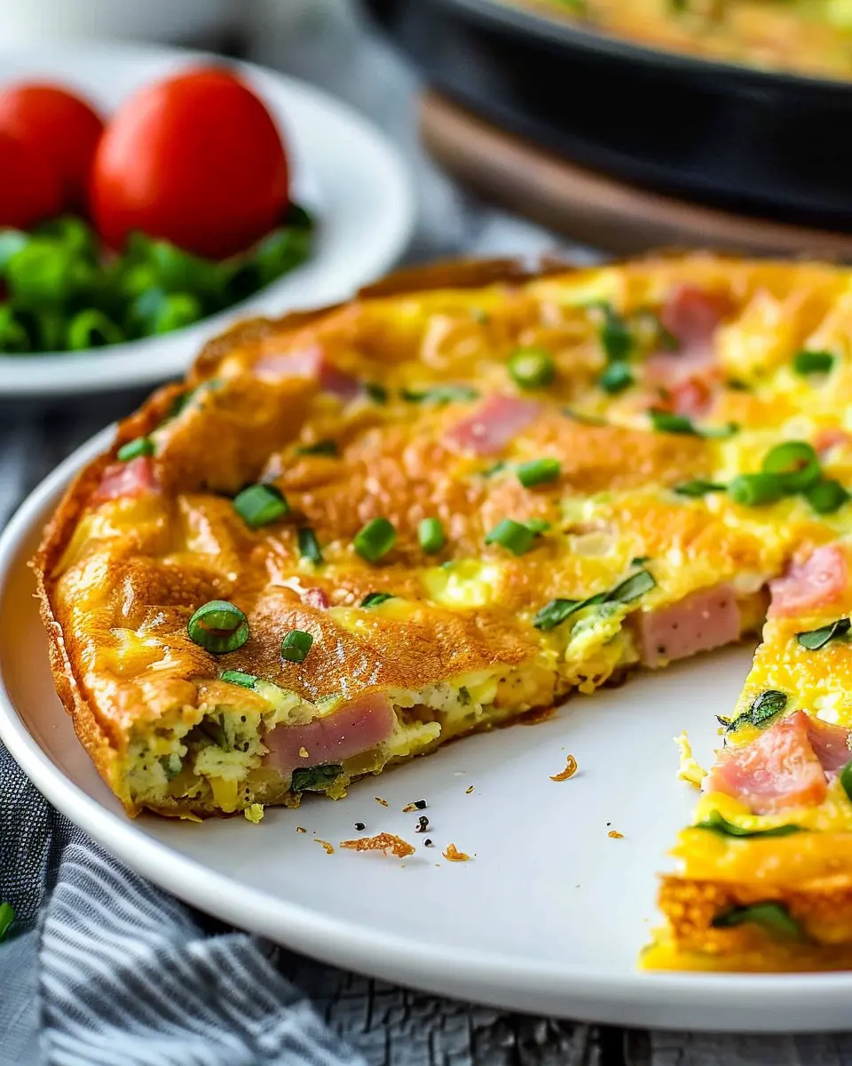 Easy Ham and Cheese Frittata Recipe with Turkey Bacon and Chicken Ham