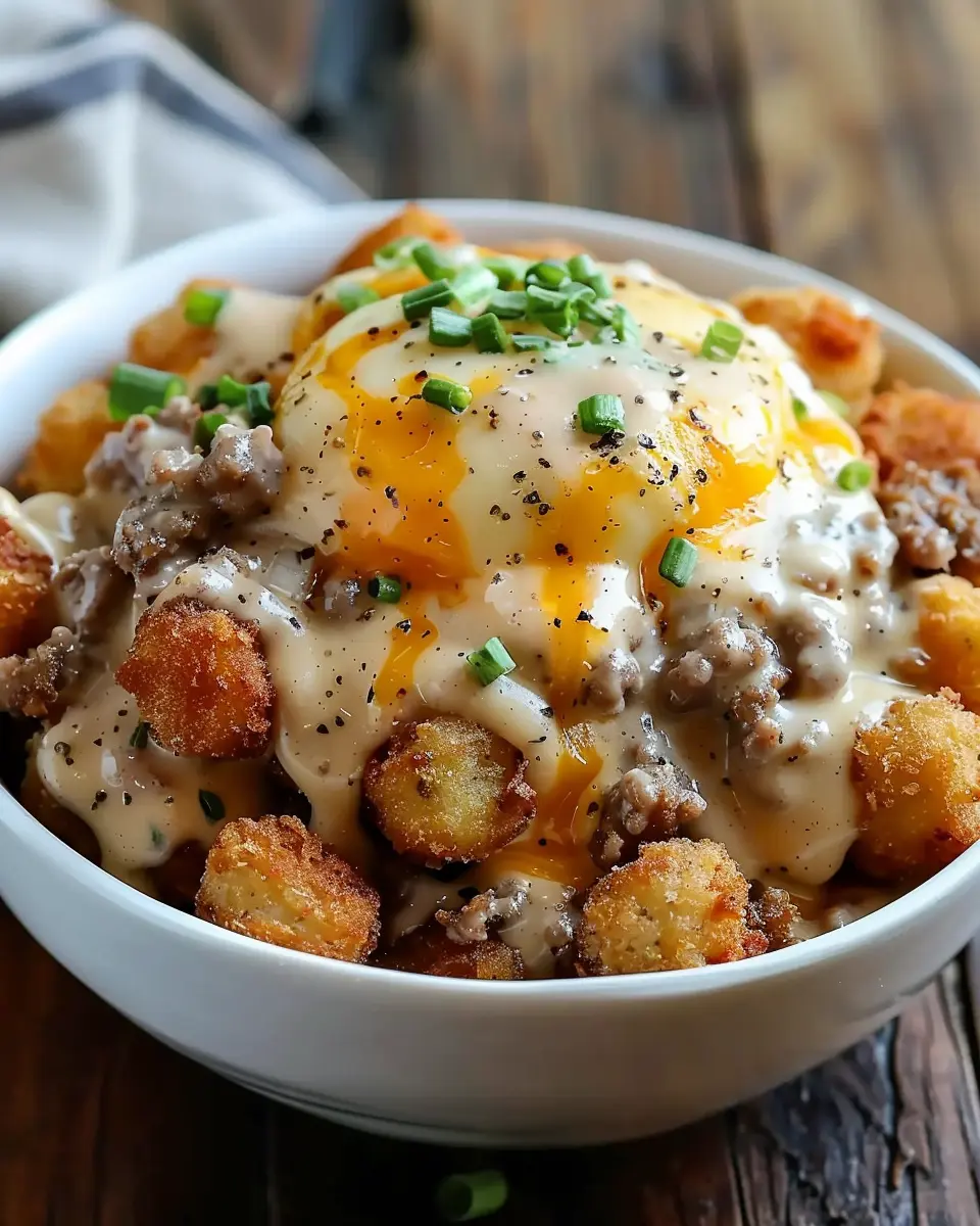 Tater Tot Breakfast Bowl with Sausage Gravy: A Hearty Delight