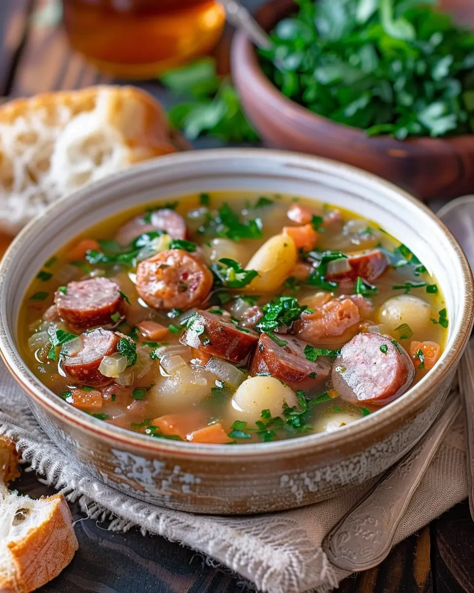 Sausage Soup: Easy Hearty Recipe with Turkey Bacon and Chicken Ham