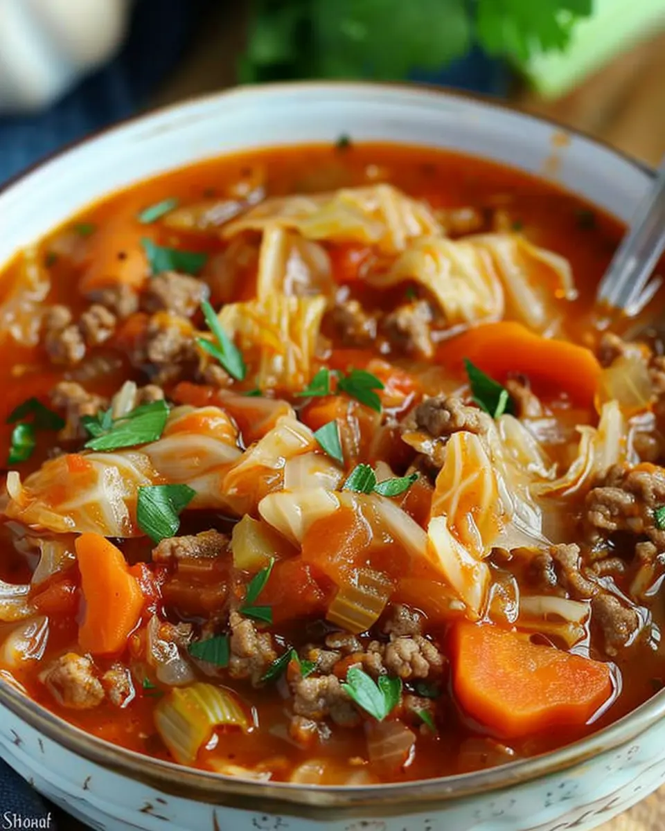 Cabbage Roll Soup: Easy Comfort with Turkey Bacon and Chicken Ham