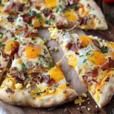 Breakfast pizza: Easy recipe with turkey bacon and chicken ham