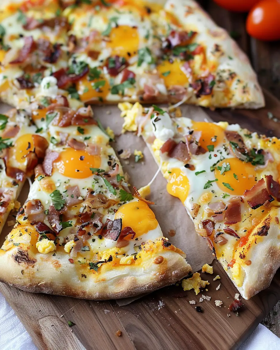 Breakfast pizza: Easy recipe with turkey bacon and chicken ham