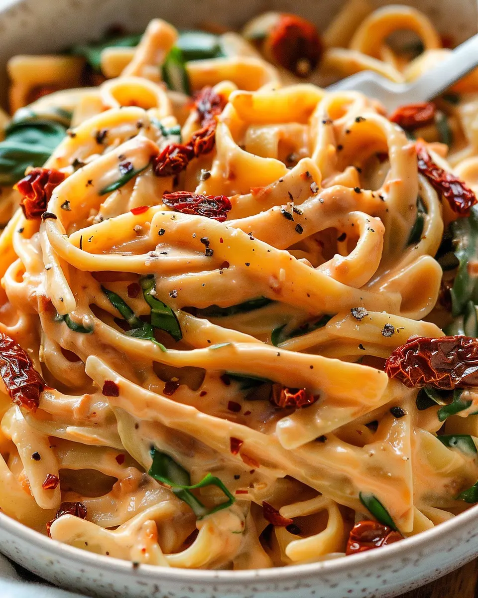 Sun-Dried Tomato Pasta: Easy Mediterranean Delight with Turkey Bacon