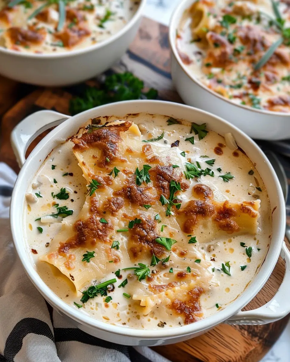 Creamy Alfredo Lasagna Soup: A Cozy Indulgence with Turkey Bacon