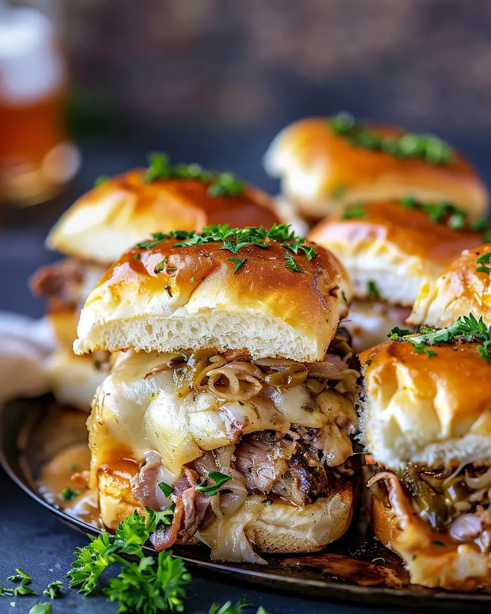 Easy French Dip Sliders: Juicy Turkey Bacon and Chicken Ham Delight
