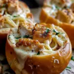 Chicken Alfredo Garlic Bread Bowls