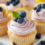 Lemon Cupcakes with Blueberry Buttercream